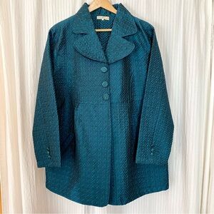 Indigo Soul | Teal Lightweight Textured Jacket Button Closure